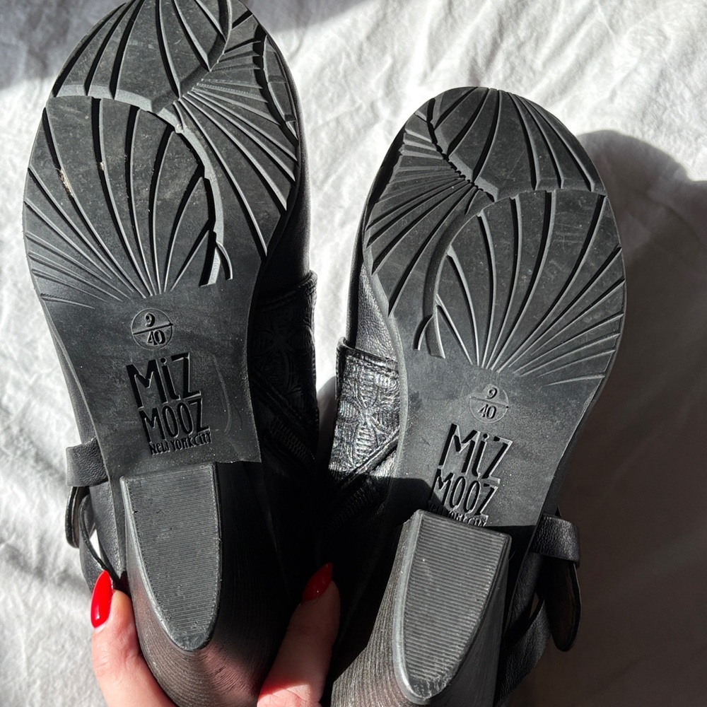 Miz Mooz Black Heeled Ankle Boots - Picture 7 of 8
